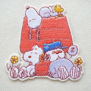 画像1: ワッペン スヌーピー ピーナッツ パステル おひるね アイロン シール