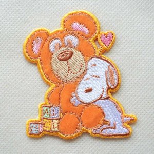 画像1: ワッペン スヌーピー ピーナッツ パステル ベア アイロン シール