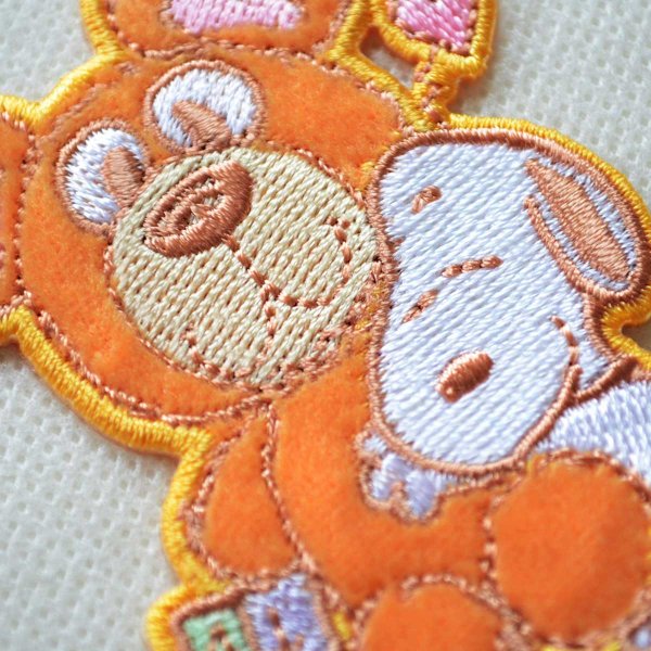 画像2: ワッペン スヌーピー ピーナッツ パステル ベア アイロン シール (2)