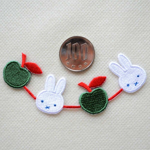 画像3: ワッペン ミッフィー ディックブルーナ りんご ライン アイロン シール (3)