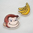 画像1: ワッペン おさるのジョージ フェイス & バナナ CGTV アイロン シール おしゃれ 大人 (1)