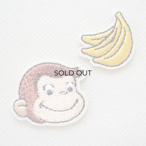 画像1: ワッペン おさるのジョージ フェイス & バナナ CGTV アイロン シール おしゃれ 大人 (1)