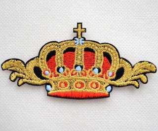 シルバー刺繍 クラシカル エンブレム ワッペン 王冠風デザイン