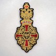 画像1: ゴールド刺繍 クラシカル エンブレム ワッペン 王冠・紋章風デザイン アイロン接着OK 大きめ (1)
