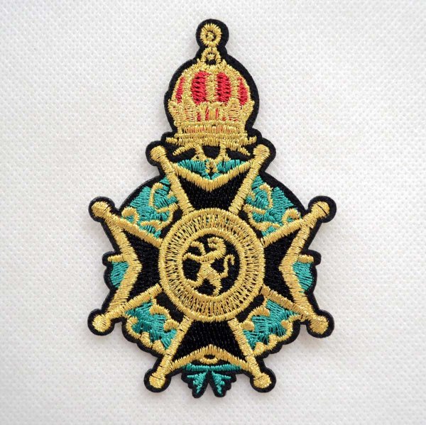 画像1: 勲章モチーフ 刺繍 エンブレム ワッペン ヨーロピアン風デザイン ジャケットに映える アイロン接着OK 大きめ (1)
