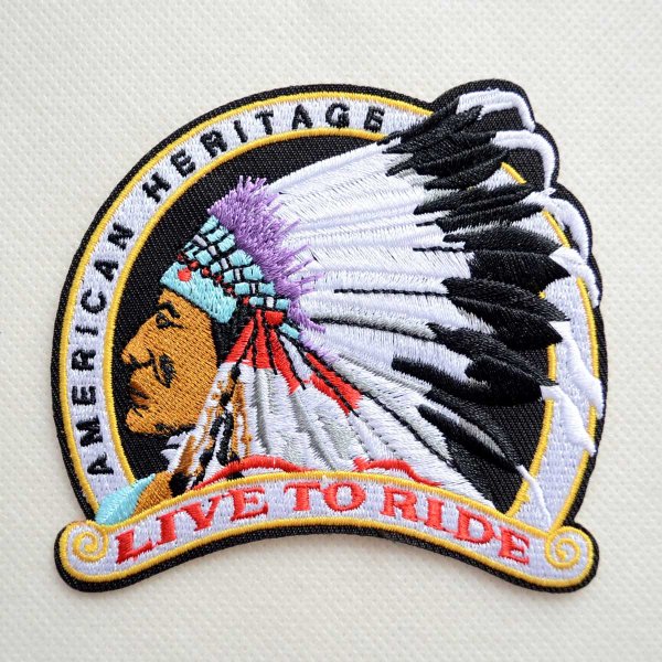 画像1: AMERICAN HERITAGE ネイティブアメリカン 刺繍 ワッペン LIVE TO RIDE バイカー ファッション (1)