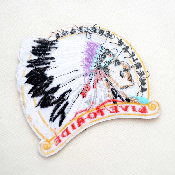 画像3: AMERICAN HERITAGE ネイティブアメリカン 刺繍 ワッペン LIVE TO RIDE バイカー ファッション (3)