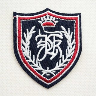 アイロン接着 シールド型 エンブレム ワッペン 王冠 ＆ 月桂樹