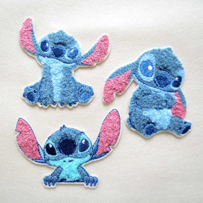 ディズニー スティッチ フェイス サガラ刺繍 ワッペン｜アイロン接着
