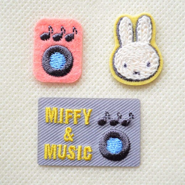 画像1: ミッフィー ワッペン セット 刺繍 シール＆アイロン 2WAY MIFFY & MUSIC キャラクター 3個セット (1)