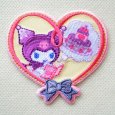 画像1: クロミ ワッペン ハート型 ケーキ 刺繍 シール アイロン 2WAY アップリケ 入園 入学 準備 女の子 かわいい両用 サンリオ グッズ (1)