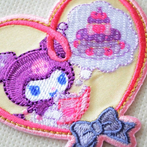 画像2: クロミ ワッペン ハート型 ケーキ 刺繍 シール アイロン 2WAY アップリケ 入園 入学 準備 女の子 かわいい両用 サンリオ グッズ (2)