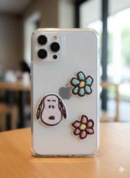 画像2: スヌーピー ワッペン お花 刺繍 シール・アイロン両用 2WAYワッペン（PEANUTS）3個入り フラワー キャラクター アップリケ 女の子 入園 入学 (2)