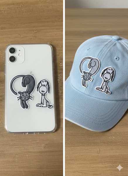 画像2: スヌーピー ワッペン ファーロン 刺繍 シール・アイロン両用 2WAYワッペン（PEANUTS）2個入り キャラクター アップリケ 入園 入学 準備 手作り (2)