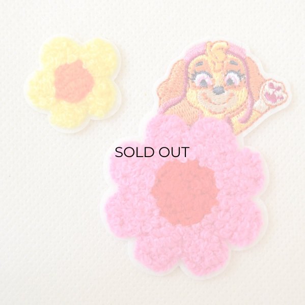 画像1: パウパトロール スカイ ワッペン アイロン シール 両用 アップリケ 刺繍 2WAY キャラクター パウパト グッズ 入園 入学 お名前付け (1)