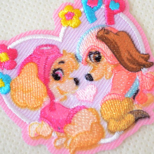 画像4: パウパトロール ワッペン スカイ リバティ 2WAYワッペン シール アイロン 両用 パウパト キャラクター アップリケ 入園 入学 女の子 グッズ ハート型 (4)