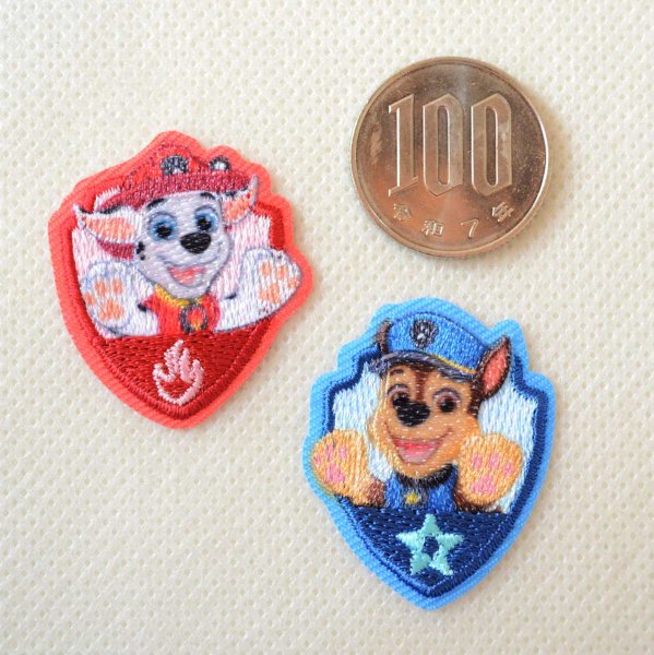 画像6: パウパトロール ワッペン アイロン シール 両用 キャラクター アップリケ 2WAY バンザイ パウパト グッズ チェイス マーシャル 入園 入学 刺繍け (6)