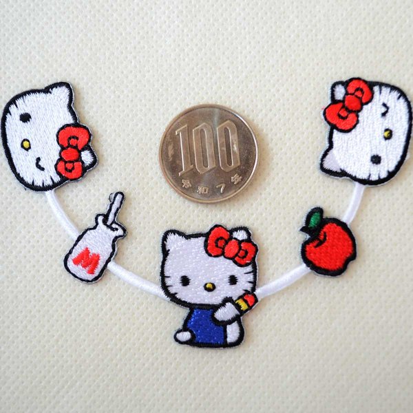 画像5: ハローキティ ラインワッペン サンリオ キャラクター アップリケ 襟 デコ 縁取り シール アイロン 両用 2WAY 入園 入学 女の子 グッズ キティちゃん (5)