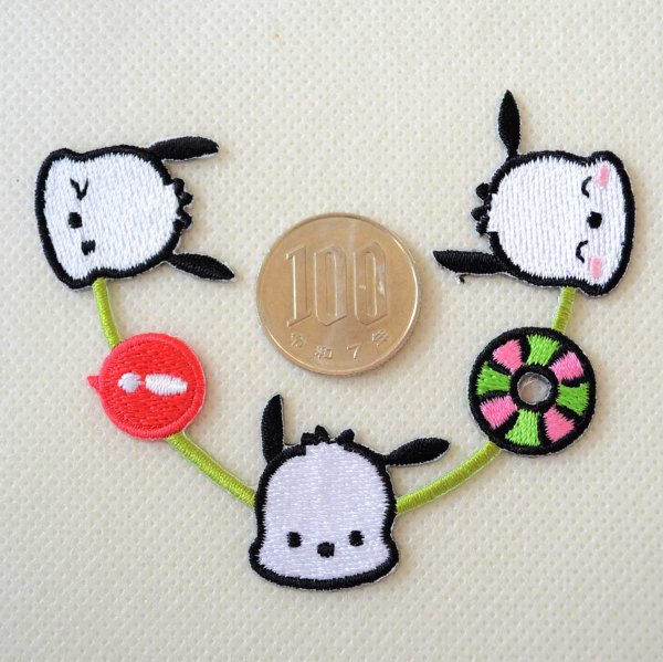 画像5: ポチャッコ ラインワッペン サンリオ キャラクター アップリケ 襟 デコ 縁取り シール アイロン 両用 2WAY 入園 入学 男の子 女の子 グッズ ぽちゃっこ (5)