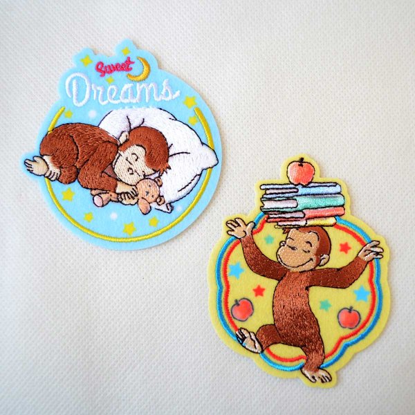 画像5: おさるのジョージ ワッペン（Sweet Dreams）2WAY シール・アイロン両用 刺繍 キャラクター アップリケ ひとまねこざる 入園 入学 (5)
