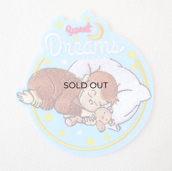 画像1: おさるのジョージ ワッペン（Sweet Dreams）2WAY シール・アイロン両用 刺繍 キャラクター アップリケ ひとまねこざる 入園 入学 (1)
