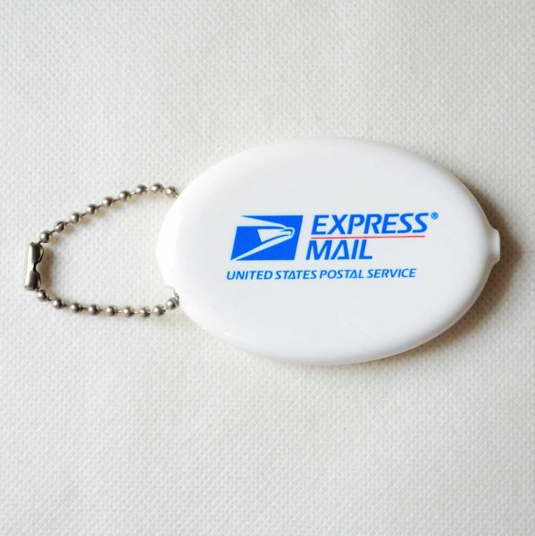 画像1: USPS EXPRESS MAIL ラバーコインケース ホワイト 小銭入れ キーホルダー アメリカン雑貨 (1)