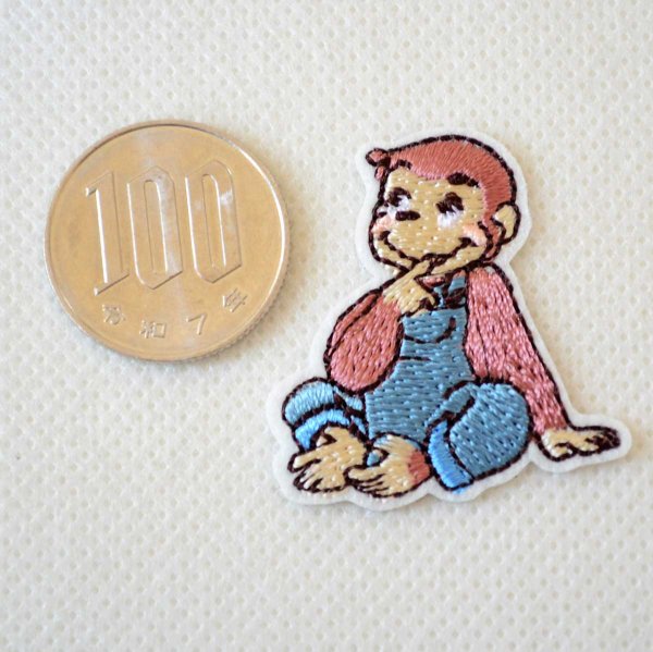 画像3: おさるのジョージ 2WAYワッペン（オーバーオール/座り）シール・アイロン両用 キャラクター アップリケ 入園 入学 グッズ (3)