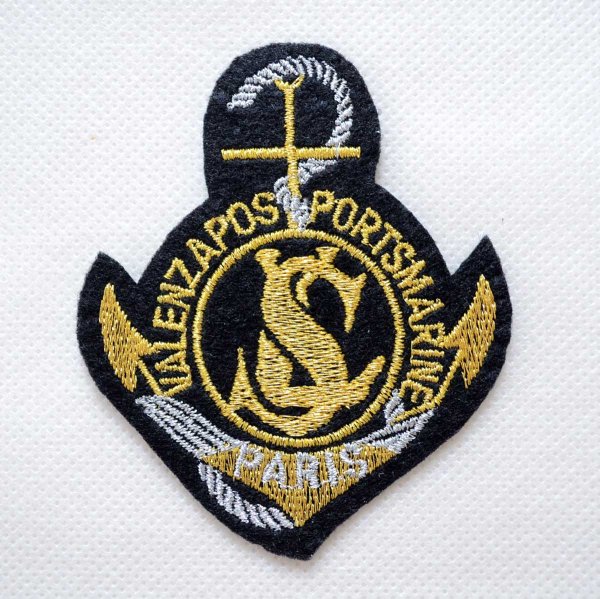 画像1: イカリ ワッペン 刺繍 エンブレム ブレザー ジャケット バッグ用 アイロン接着（または 縫い付け）マリン風 ゴールド シルバー PARIS 1枚 (1)