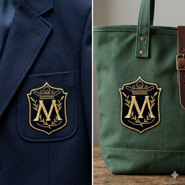 画像2: イニシャル ワッペン アルファベット M エンブレム型 ゴールド刺繍 黒 アイロン接着 アップリケ ブザー (2)