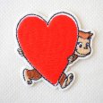 画像1: おさるのジョージ 刺繍ワッペン ハート 2WAY シール アイロン両用 キャラクター (1)