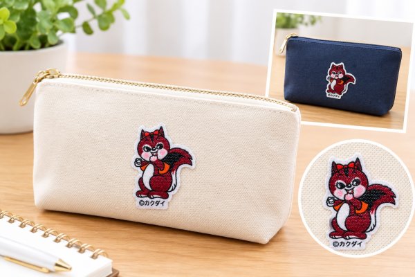 画像2: クッピーラムネ ワッペン リス クウちゃん シール アイロン接着 両用 アップリケ カクダイ製菓 キャラクター グッズ かわいい ハンドメイド (2)
