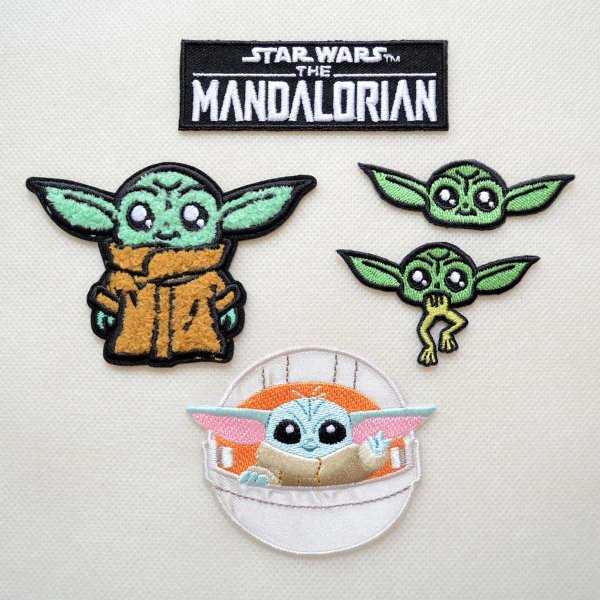 画像5: スターウォーズ マンダロリアン グローグー ワッペン 2個セット ミニ シール アイロン 両用 刺繍 キャラクター アップリケ ディズニー (5)