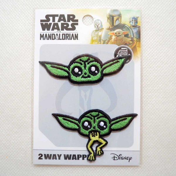 画像4: スターウォーズ マンダロリアン グローグー ワッペン 2個セット ミニ シール アイロン 両用 刺繍 キャラクター アップリケ ディズニー (4)