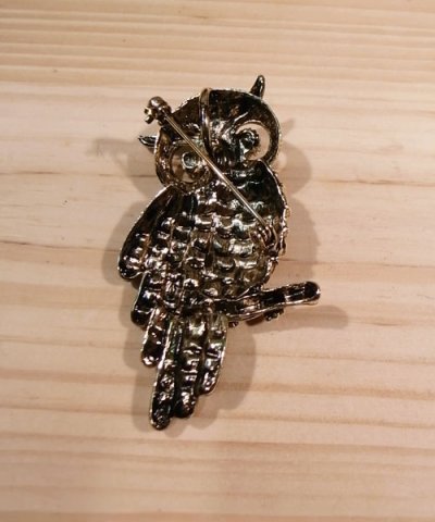 画像2: メタルブローチ Owl フクロウ(ゴールド/ビッグ)