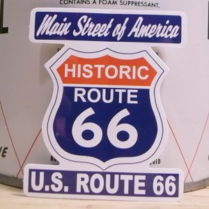 画像1: アドバタイジングステッカー(L) U.S.Route66 ルート66 ブルー シール アメリカン 防水仕様