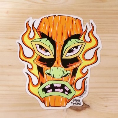 画像1: ステッカー Flaming Tiki フレーミングティキ
