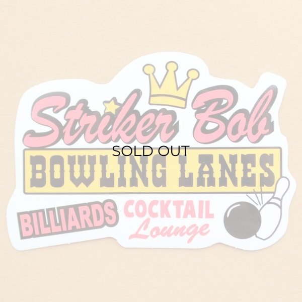 画像1: アドバタイジングステッカー(L) Bowling Lanes ピンク シール アメリカン 防水仕様 (1)