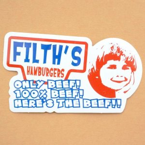 画像1: アドバタイジングステッカー(L) Filth's Hamburgers レッド シール アメリカン 防水仕様