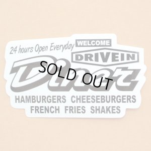 画像1: アドバタイジングステッカー(L) Drivein Diner ホワイト シール アメリカン 防水仕様