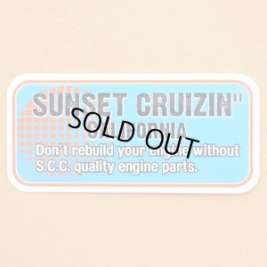 画像1: アドバタイジングステッカー(L) Sunset Cruizin' ライトブルー シール アメリカン 防水仕様