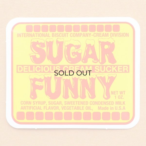 画像1: アドバタイジングステッカー(L) Sugar Funny イエロー シール アメリカン 防水仕様 (1)