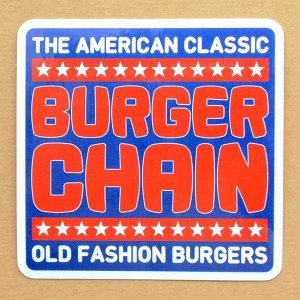 画像1: アドバタイジングステッカー(L) Burger Chain ブルー シール アメリカン 防水仕様