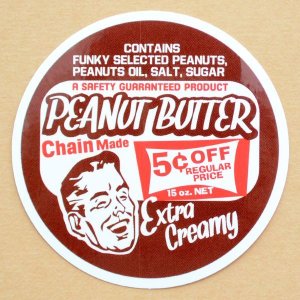 画像1: アドバタイジングステッカー(L) Peanut Butter ブラウン シール アメリカン 防水仕様