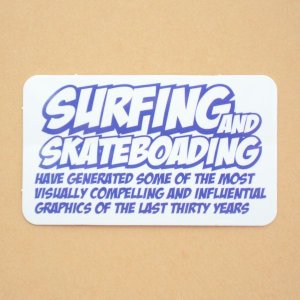 画像1: アドバタイジングステッカー(S) Surfing&Skateboading ホワイト/ブルー 長方形 シール アメリカン 防水仕様