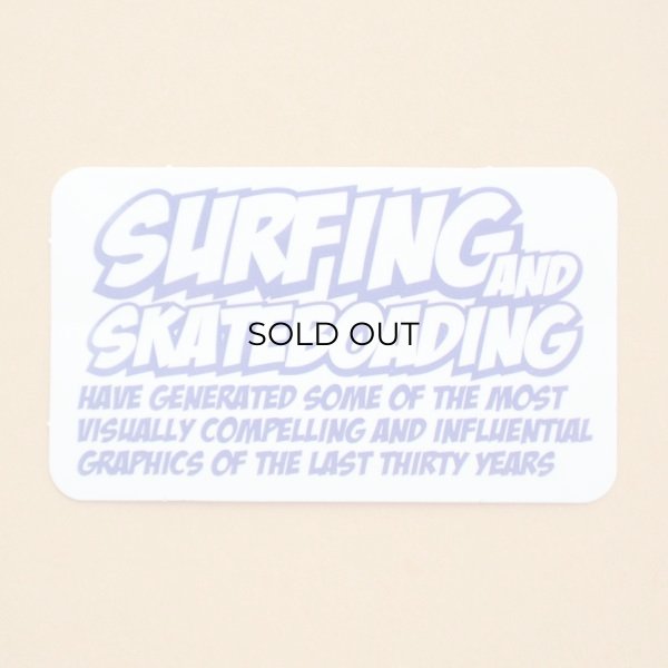 画像1: アドバタイジングステッカー(S) Surfing&Skateboading ホワイト/ブルー 長方形 シール アメリカン 防水仕様 (1)