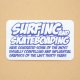 アドバタイジングステッカー(S) Surfing&Skateboading ホワイト/ブルー 長方形 シール アメリカン 防水仕様