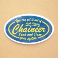 画像1: アドバタイジングステッカー(S) Chaineer ネイビー/イエロー 楕円形 シール アメリカン 防水仕様 (1)