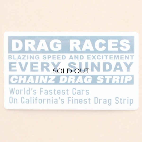 画像1: アドバタイジングステッカー(S) Drag Races ホワイト/ネイビー 長方形 シール アメリカン 防水仕様 (1)