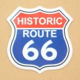 画像1: アドバタイジングステッカー(S) Historic Route66 ルート66 ブルー/レッド シール アメリカン 防水仕様 (1)