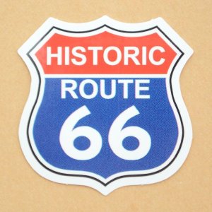 画像1: アドバタイジングステッカー(S) Historic Route66 ルート66 ブルー/レッド シール アメリカン 防水仕様